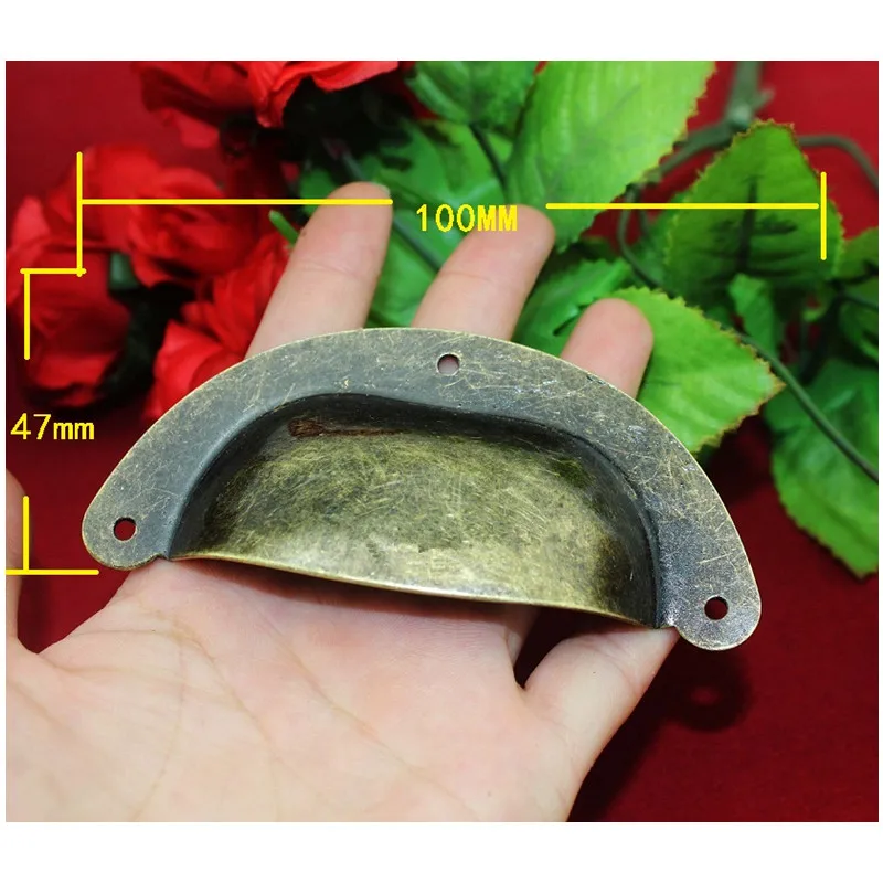 1PC Kitchen Drawer Cabinet Door Flower Handle Furniture Knobs Hardware Cupboard Antique Metal Shell Pull Handles