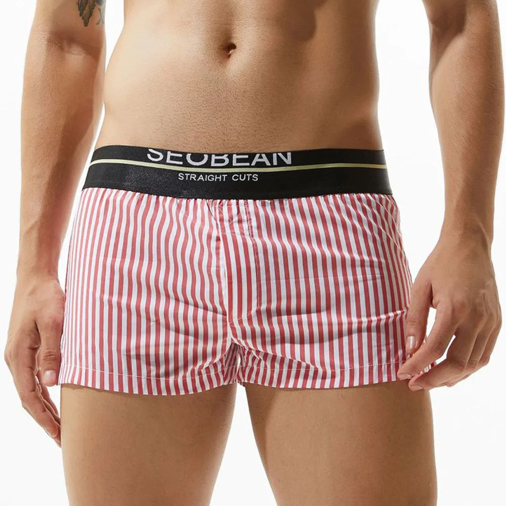 Yehan Men\'s Underwear Striped Plus Size Boxer Women Homme 100% Cotton Calzoncillos Boxer Hombre Loose Arrow Pants Men Underpants