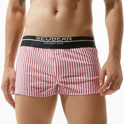 Yehan Men's Underwear Striped Plus Size Boxer Women Homme 100% Cotton Calzoncillos Boxer Hombre Loose Arrow Pants Men Underpants