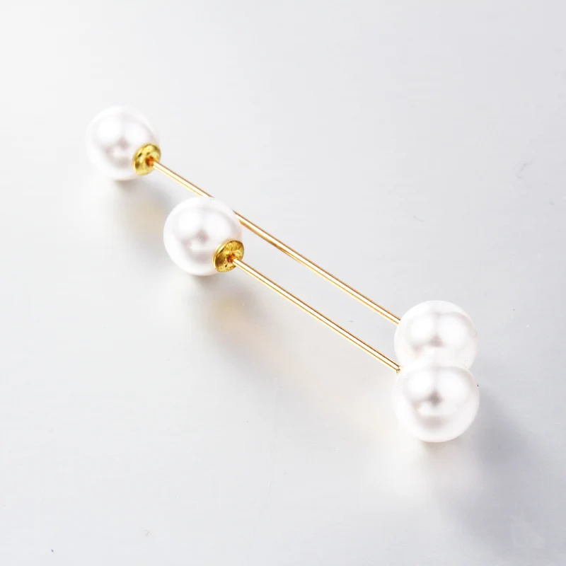 1Set/2PCS Charm Double Simulated Pearl Brooch Pins  For Women Lapel Brooch Jewelry Dress Suit Pin Brooch Christmas Gift P705