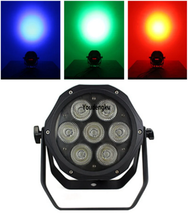 lyre beam effects DMX flat par 7x18w rgbwa uv 6in1 led mini slim par light with powercon in and out