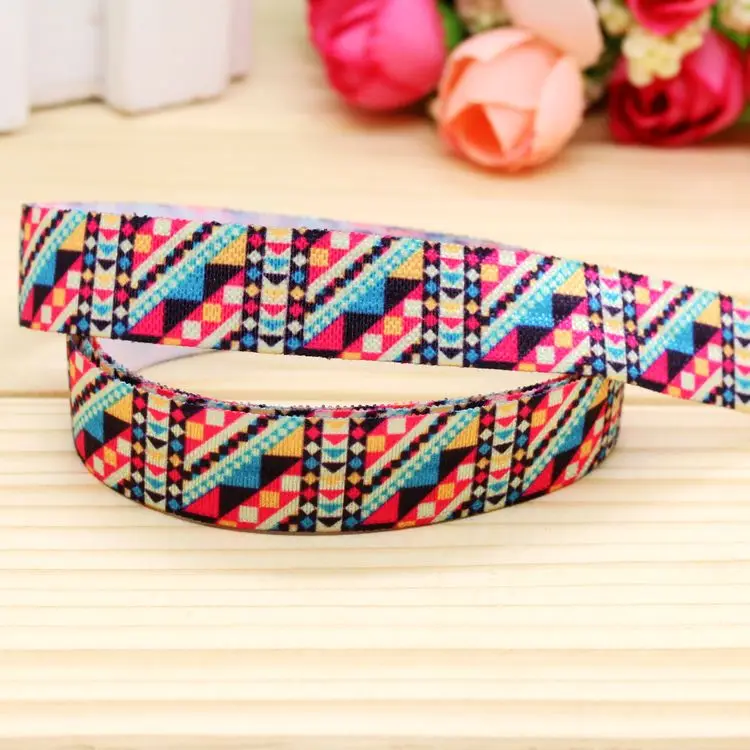 5/8''  Fold Elastic FOE tribal aztec printed headband headwear hairband diy decoration wholesale OEM S42