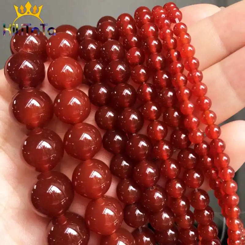 

Natural Red Agates Stone Beads Round Carnelian Onyx Loose Beads For Jewelry Making DIY Bracelets Necklace 15'' 4/6/8/10/12/14mm