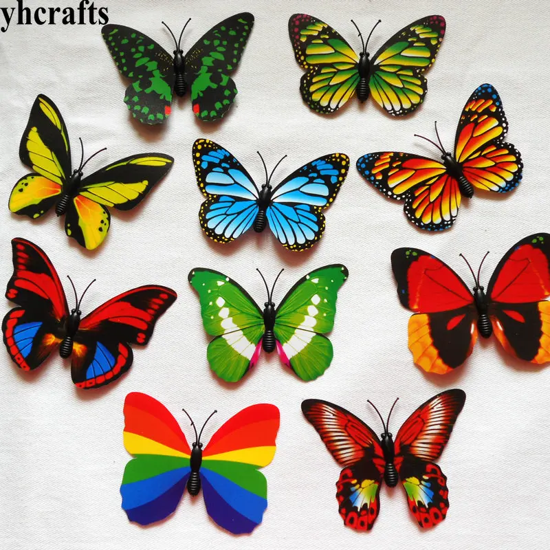 10PCS/LOT.Mix 4cm Plastic simulation butterfly fridge magnet ,Kids toys Early learning educational toys Home decoration OEM