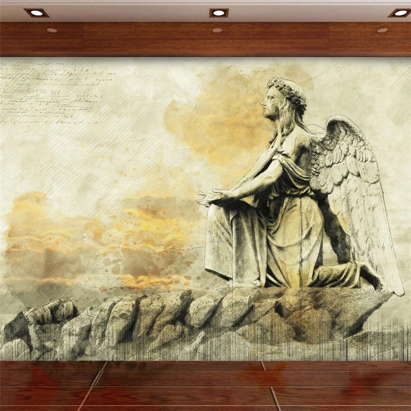 wellyu Custom wallpaper European sketch Color Angel Custom Large mural Environmental wallpaper papel de parede para quarto