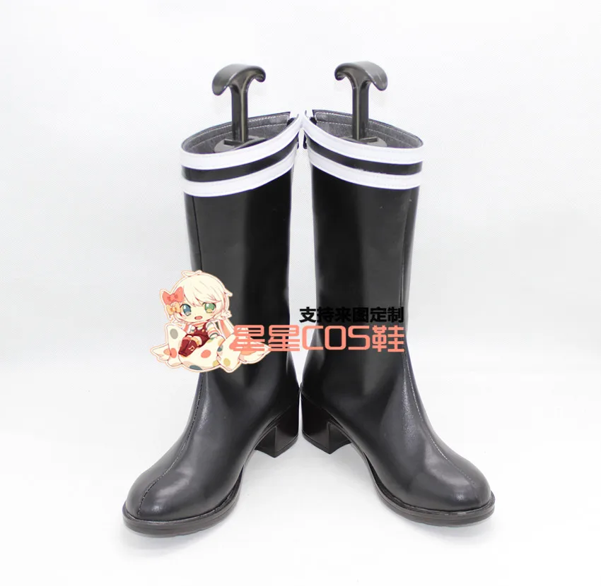 

Tsukiuta The Animation Minaduki Rui Black Halloween Cosplay Shoes Boots X002