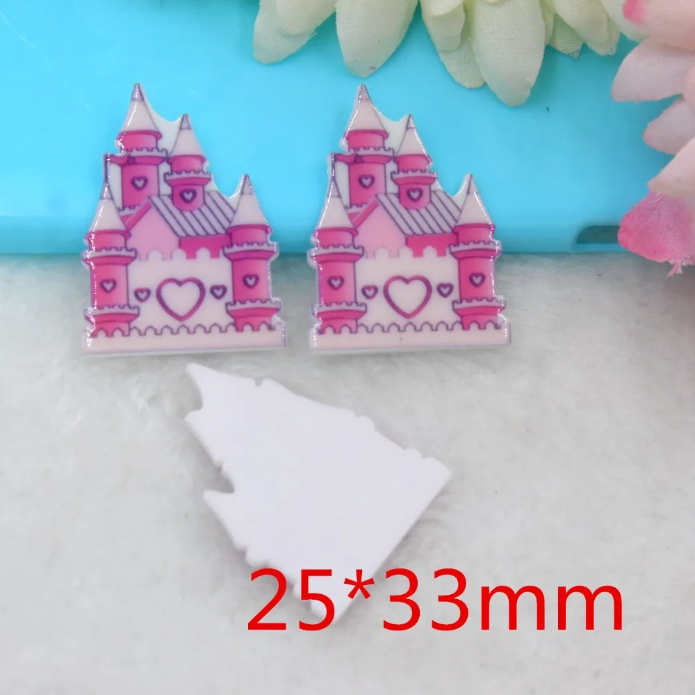 10pcs/lot flatback resin cabochons accessories  DIY planar resin castle in pink color