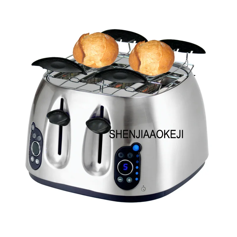 bread toaster Household automatic high-end stainless steel toaster 4 tablets Commercial toaster 220V 1600W 1PC