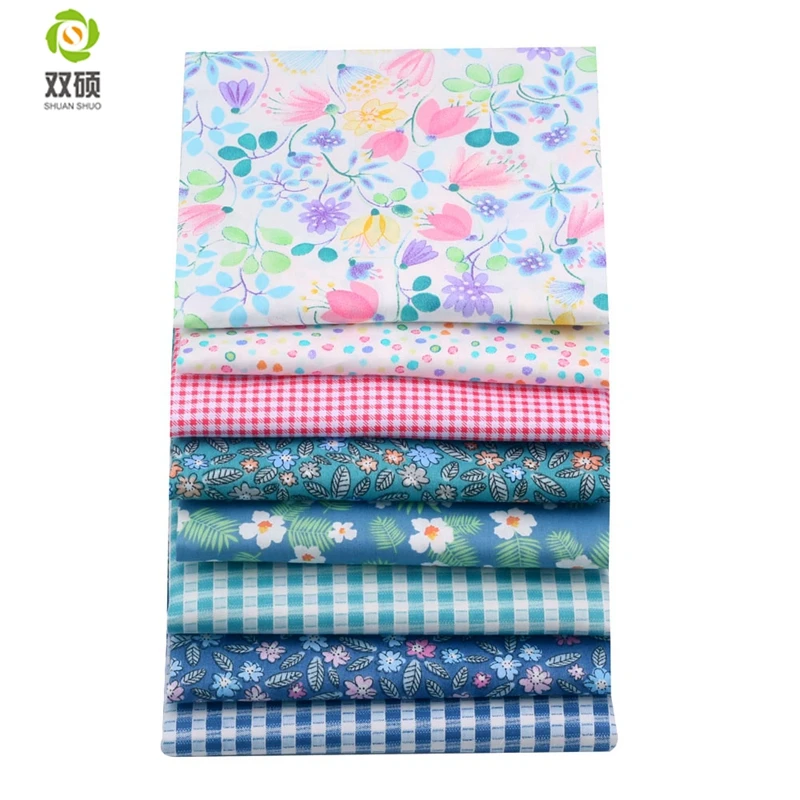 Shuanshuo New Flora Patchwork Tissue Cottona Fbric Of Handmade DIY Quilting Sewing Baby&Children Sheets Dress 40*50cm 8pcs/lot