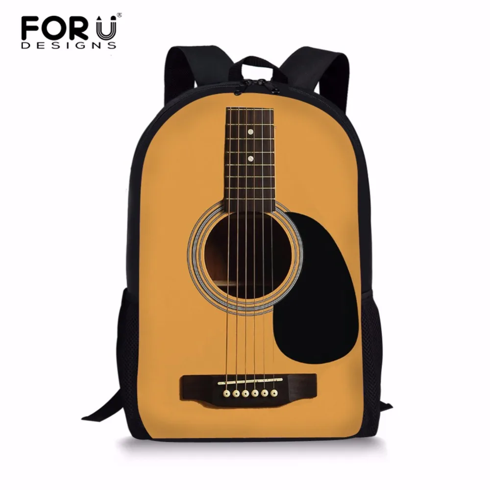 

FORUDESIGNS Schoolbag Cartoon 3D Guitar Printing Bookbag Shoulder Backpack Mochila for Teen Girls Student Wholesale Dropship