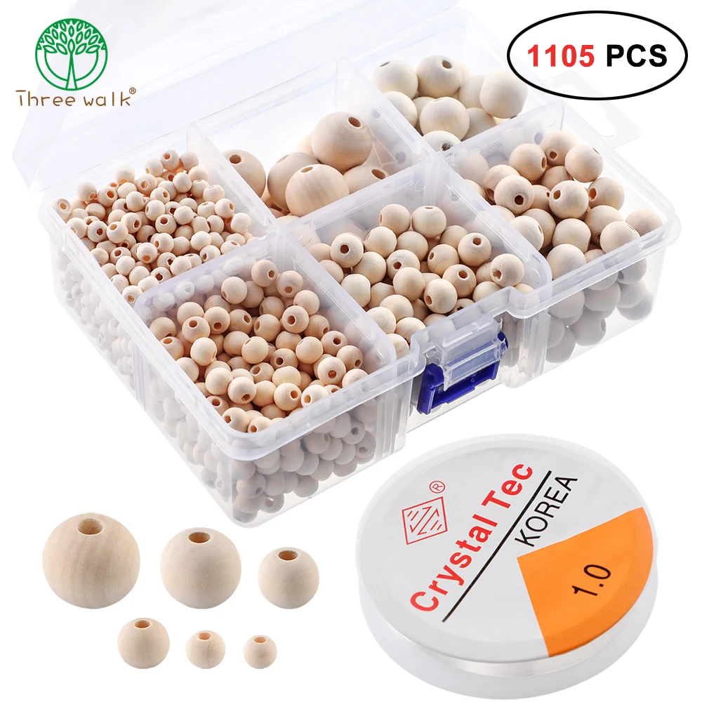 1105pcs/Set Unfinished Wooden Beads Natural Wood Teething Bead Jewelry Making Handmade For DIY Jewelry Customized