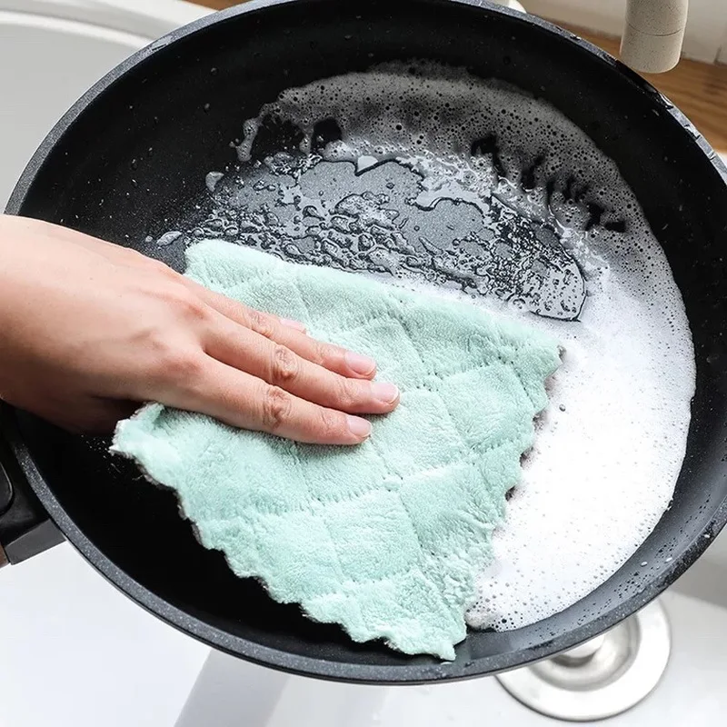 1PC Kitchen Cleaning Wash Cloth Dishcloth Magic Hand Towel Fiber Dishrag Duster Anti-grease Wiping Rags Washing Towel