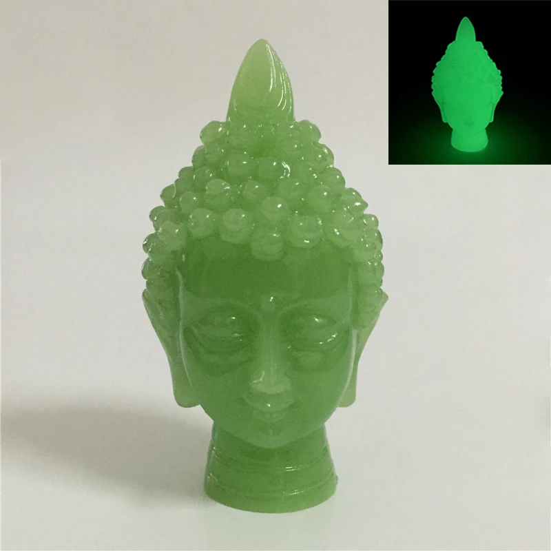 Glowing Meditation Buddha Statue Sculptures Thailand Buddha Head Statue Man-made Jade Stone Ornaments Figurines For Home Décor