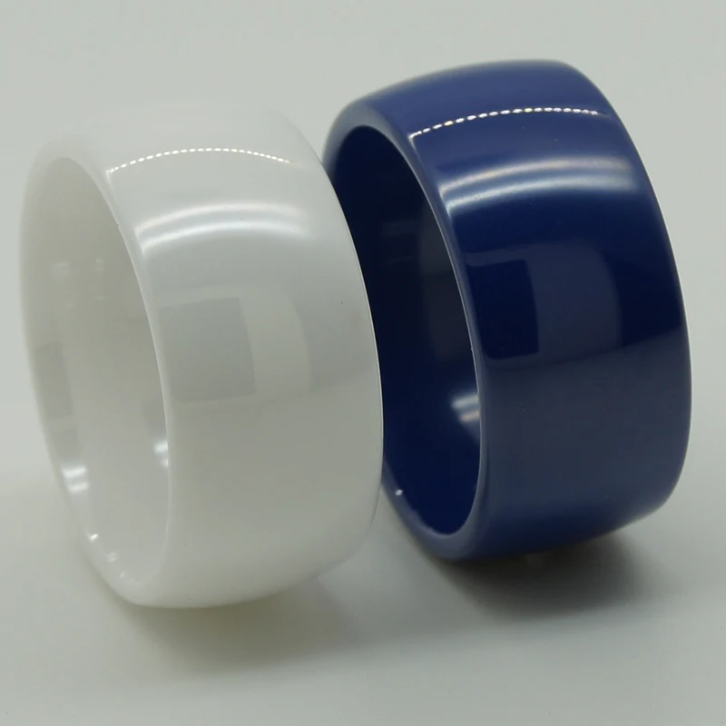 11mm white/blue super width simple dome hi tech scratch proof ceramic ring new 1pc