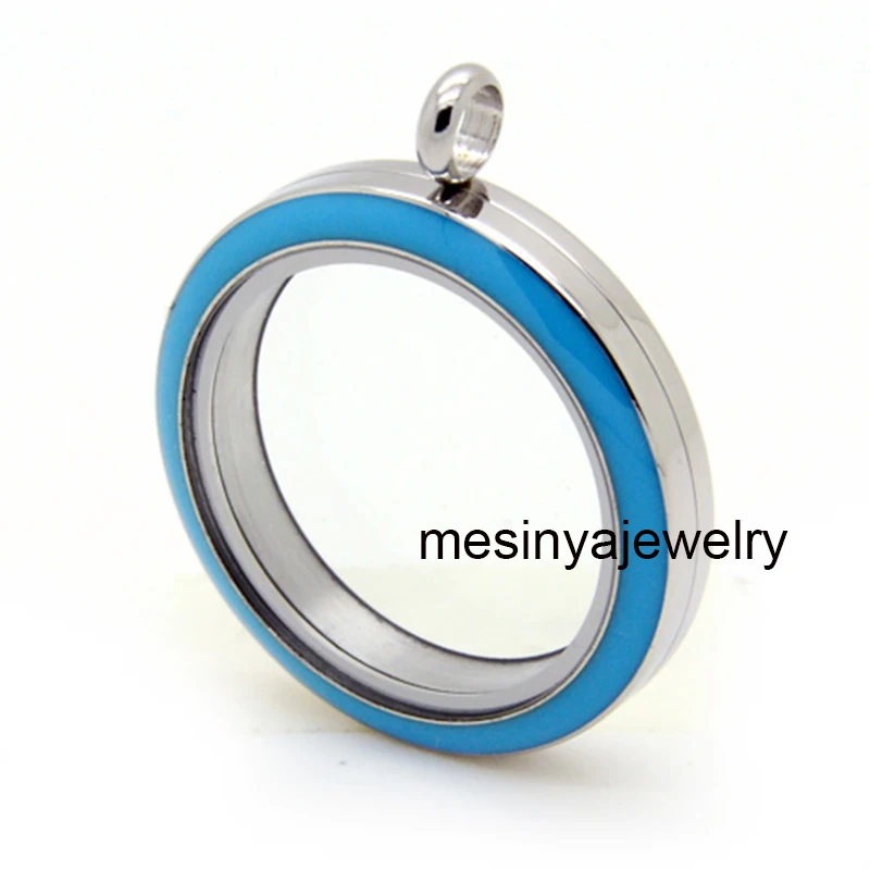 

10pcs screw twist Enamel colored face with 10pcs bottom Stainless steel 30mm glass locket for floating charms xmas gift
