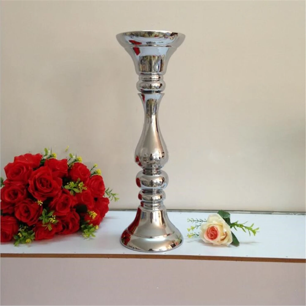 New arrival height 48cm silver flower vase road lead wedding table centerpieces decoration event party supplies