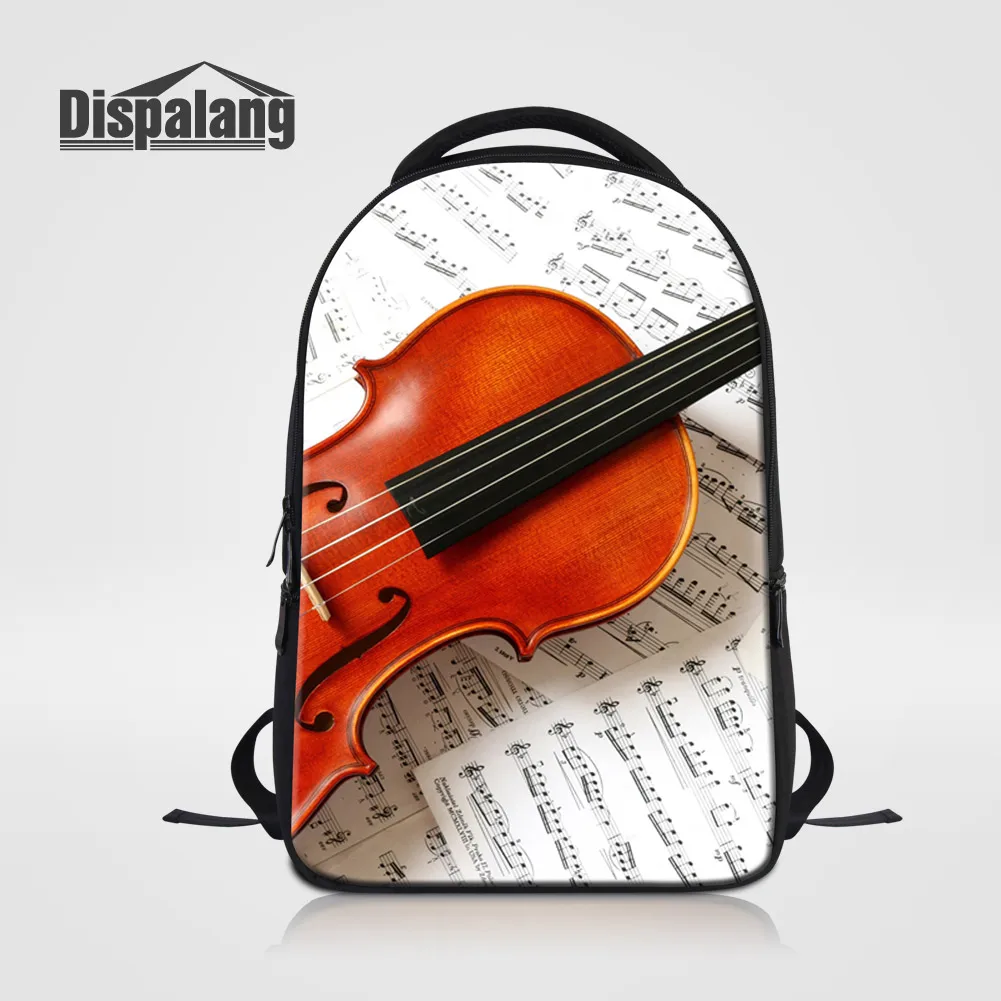 Dispalang Women Men Fashion Backpack For Laptop 14 Inch Notebook Cute Violin Design School Bag For College Rucksack Teens Rugtas