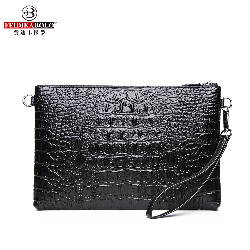 Embossed Crocodile Pattern Long Fashion Men\'s Clutch Classic Business Bag Personalized Mobile Phone Change Card Package