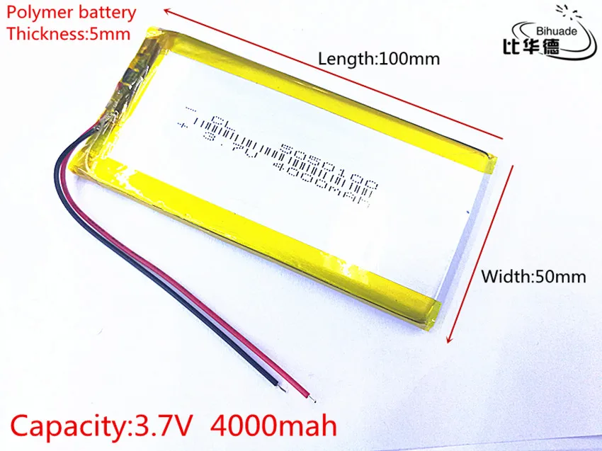 1pcs/lot 3.7V 4000mAh 5050100 Lithium Polymer LiPo Rechargeable Battery ion cells For Mp3 Mp4 Mp5 DIY PAD DVD