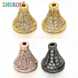 8*9mm Brass Cubic Zirconia Bead Caps DIY Women Necklace Pendant Jewelry Accessory Findings, Model: VH2