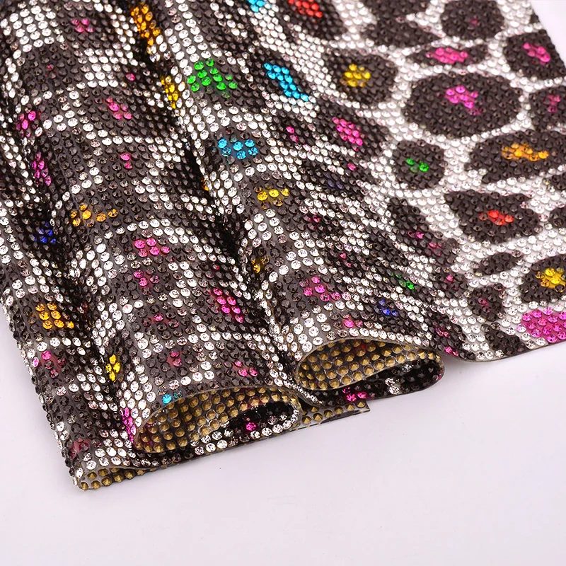 JUNAO 24*40cm Mix Color Hot Fix Rhinestone Fabric Sheet Glass Beads Trim Mesh Crystal Applique Strass Banding for DIY Crafts