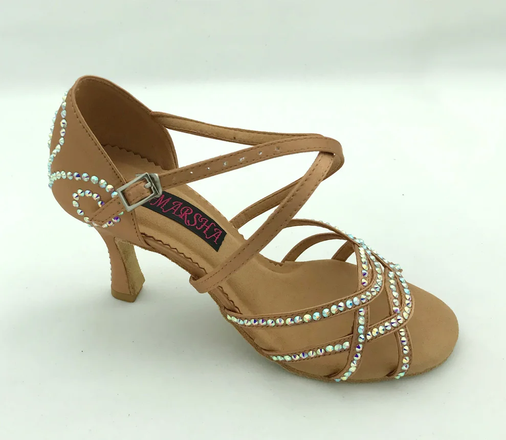 Fashional & professional womens latin dance shoes ballroom salsa dancing shoes tango shoes 6228DTN-R with Rhinestones