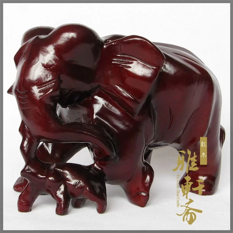 T Gallery] Zhai feng shui ornaments mahogany crafts mahogany carving wood carving elephant elephant 20cm