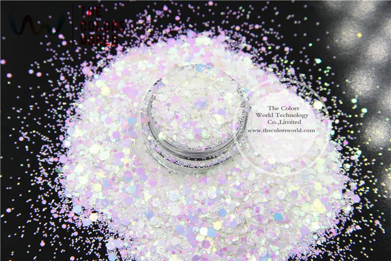 TCI04-H1 Perlescente Indescent Bianco Bule Luce di Scintillio di Colori Hexagon forme Glitter per nail art FAI DA TE e decorazione di Festa