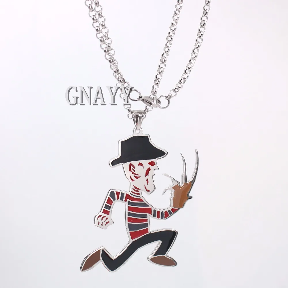 Large 2 inch Stainless Steel ICP Crazy clown Hatchetman Mens pendant necklace Punk Jewelry for Mens rolo chain