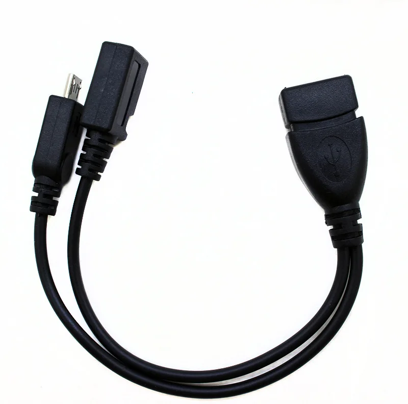 Micro USB Male to USB Female OTG Adapter Cable + Micro USB Power 50pcs/lot