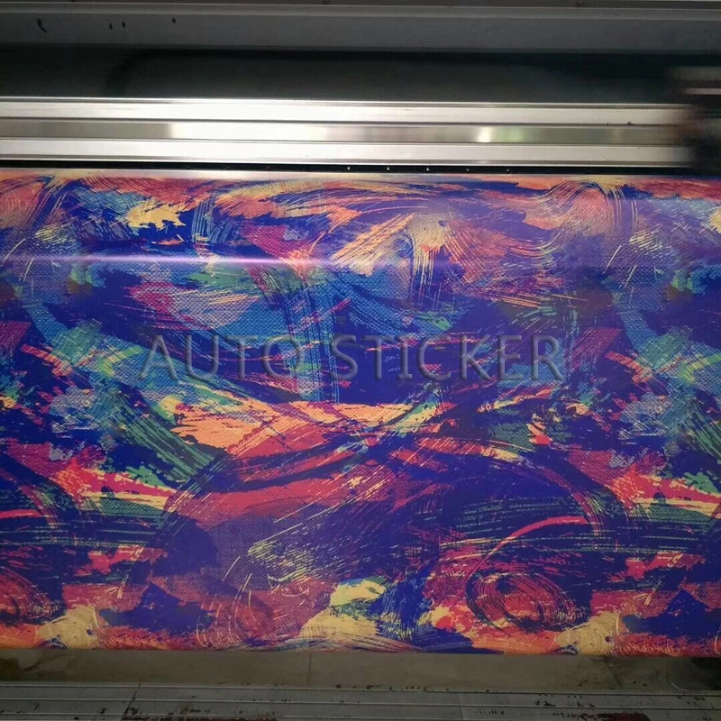 

5/10/15/20/25/30m*1.52m Colorful Abstract Painting Camouflage Vinyl Adhesive PVC Vinyl Film Car Wrap DIY Decal For Advertising