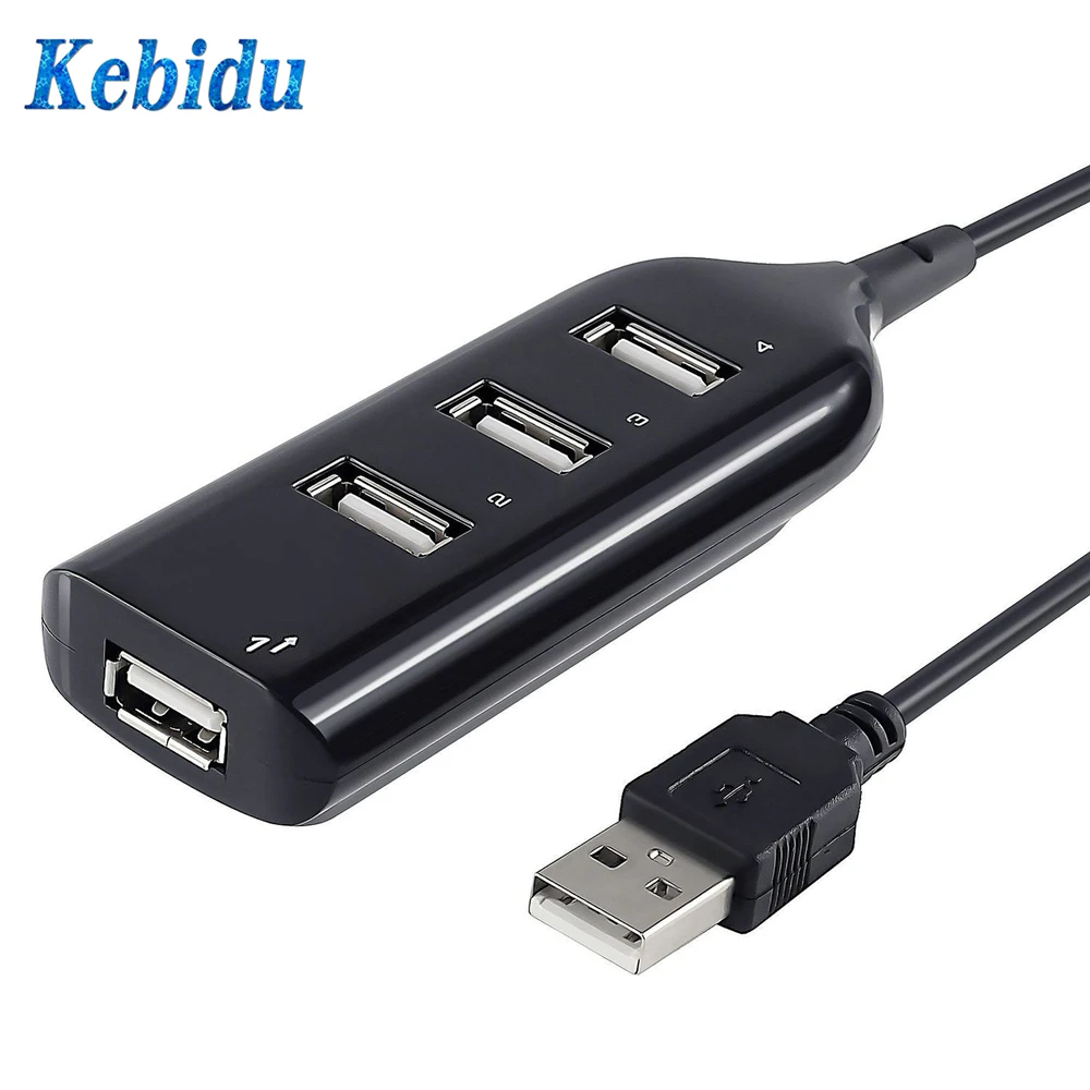 Car USB 2.0 4 Port Splitter Plug And Play Socket Hub High Speed Adapter For Windows Vista XP For Auto PC Laptop Computer