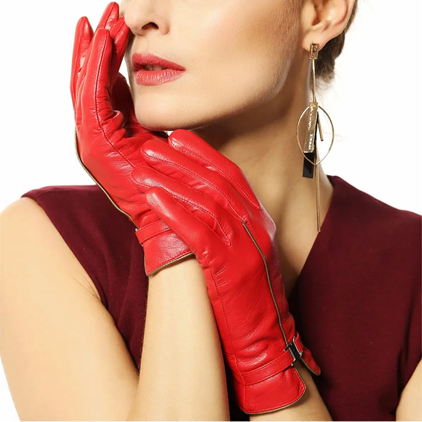 Gants Courts en Cuir group avec Doublure en Velours pour Femme, Bouton de Poignet, Mode, Peau de Mouton group, Chaud, Hiver, Livraison Gratuite,