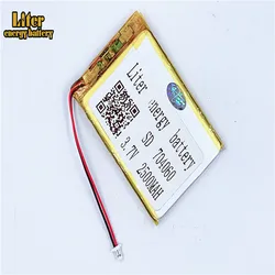 1.0MM 2pin connector 704060 3.7V 2500mAh e-books GPS PDA power bank Li-polymer battery  Li-po battery