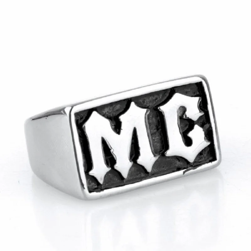 Stainless steel  MC rock rings Men's gothic titanium steel letters restoring ancient ways ring