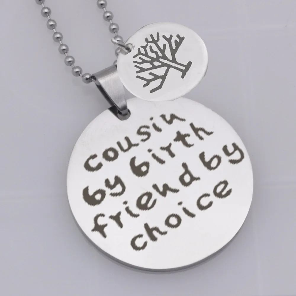 Ufine Fashion cousin by birth friend by choice jewelry stainless steel Engrave Name  Necklaces Customized Logo necklace N413