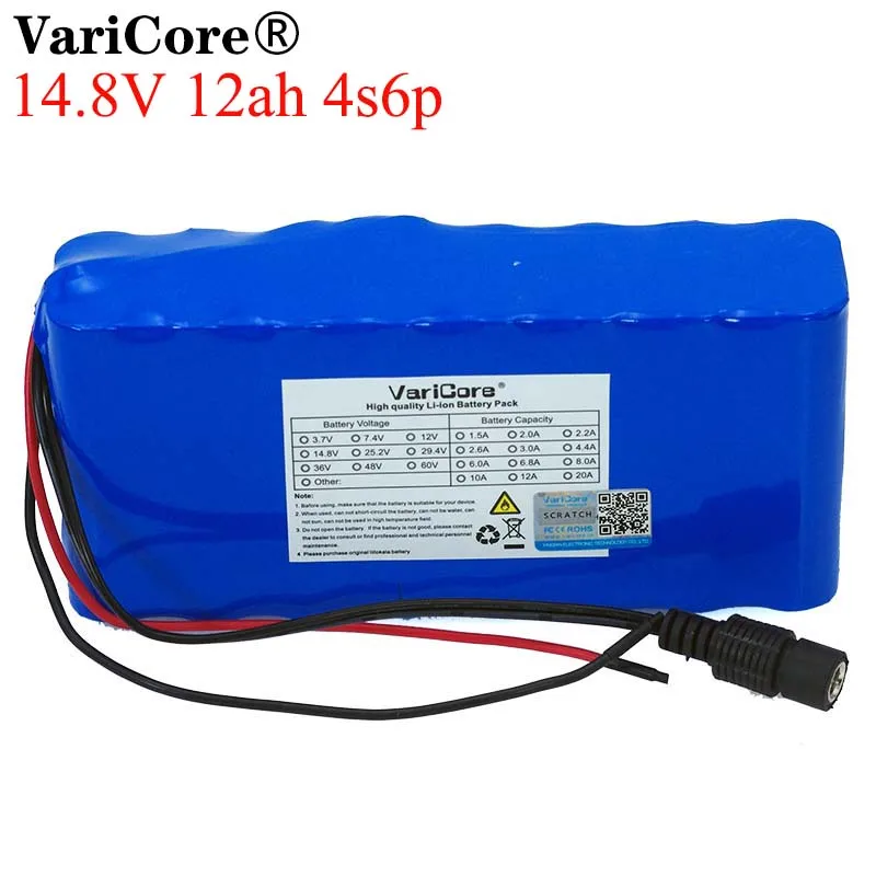 

VariCore 14.8V 12Ah 4s6p 18650 li-iom battery pack night fishing lamp heater miner's amplifier batteries with BMS