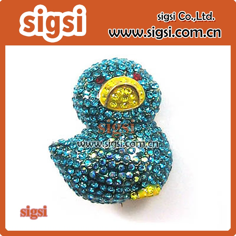 Rubber Ducky shape wholesale decorative rhinestone brooch