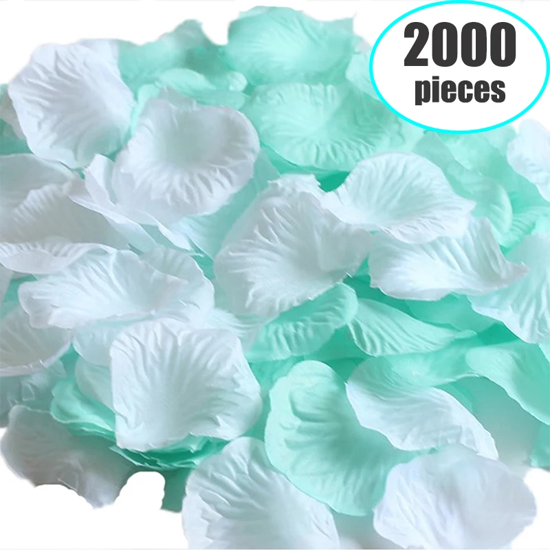 

Mint Green and White Artificial Silk Rose Petals, Wedding Confetti, Mixed Color Petals, Valentine's Party, 2000 PCs/Lot