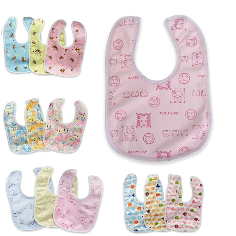 Random Style Happy  Baby Bib Velvet Waterproof Baby Care Feeding Printing Bibs Towel