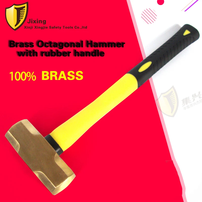 

2.7kgBrass Sledge hammer with rubber handle,Brass octagonal hammer with rubber handle