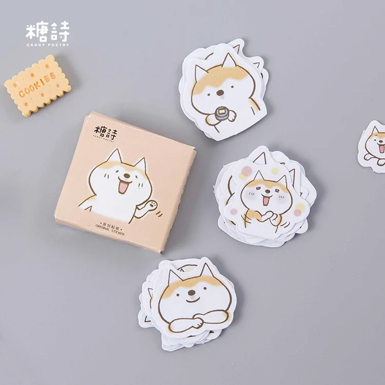 45 pcs/box Kawaii Puppy Decorative Adhesive Stickers Scrapbooking Stick Label DIY Diary Stationery Album Sticker