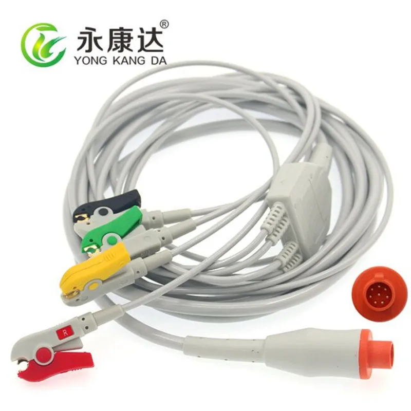 Free Shipping for SIEMENS 8 Pin One-piece ECG Cable 4 Lead IEC Clip