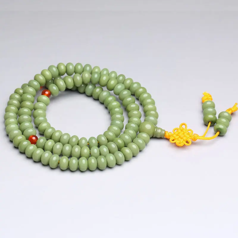 Green Talipot Palm Beaded Bracelets Buddist 108 Bodhi Prayer Beads Mala 8mm 9mm BRO685