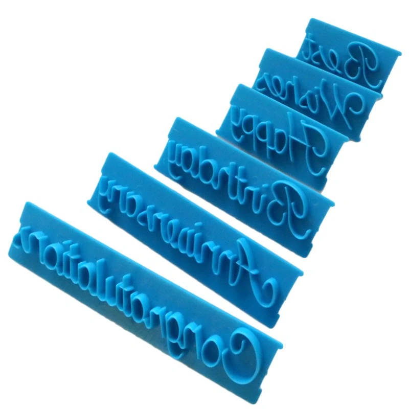 Aomily 6pcs/Set Decor Alphabet Number Letter Impress Mold Set DIY Cookie Biscuit Stamp Embosser Cutter Gift Fondant  Tool image 5