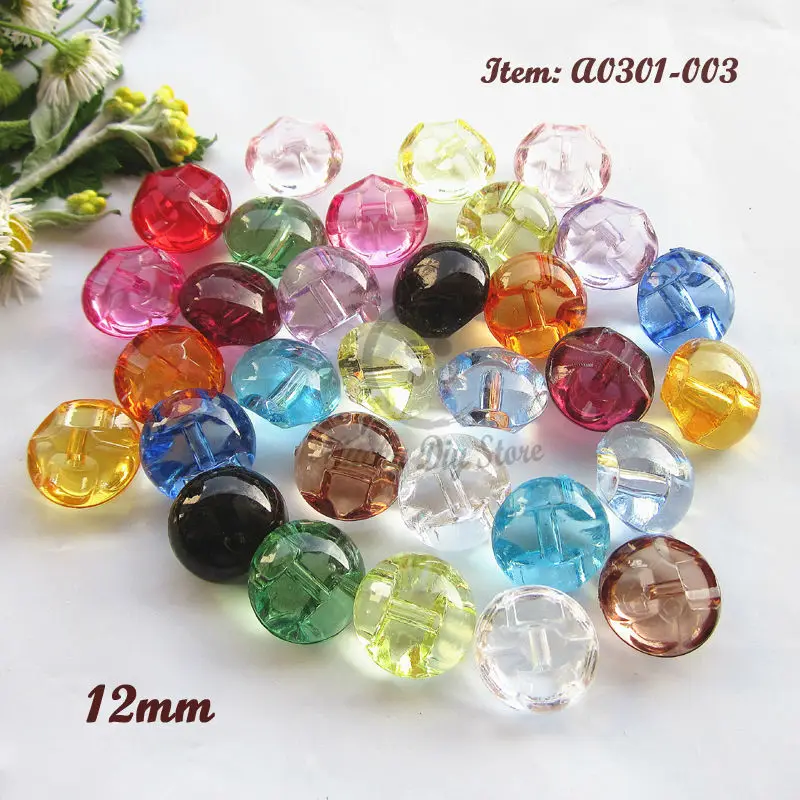 Acrylic buttons 60pcs 12mm 1 color / Mixed Colors Crystal Candy Color Transparent Buttons for Child Acrylic Buttons Supplies