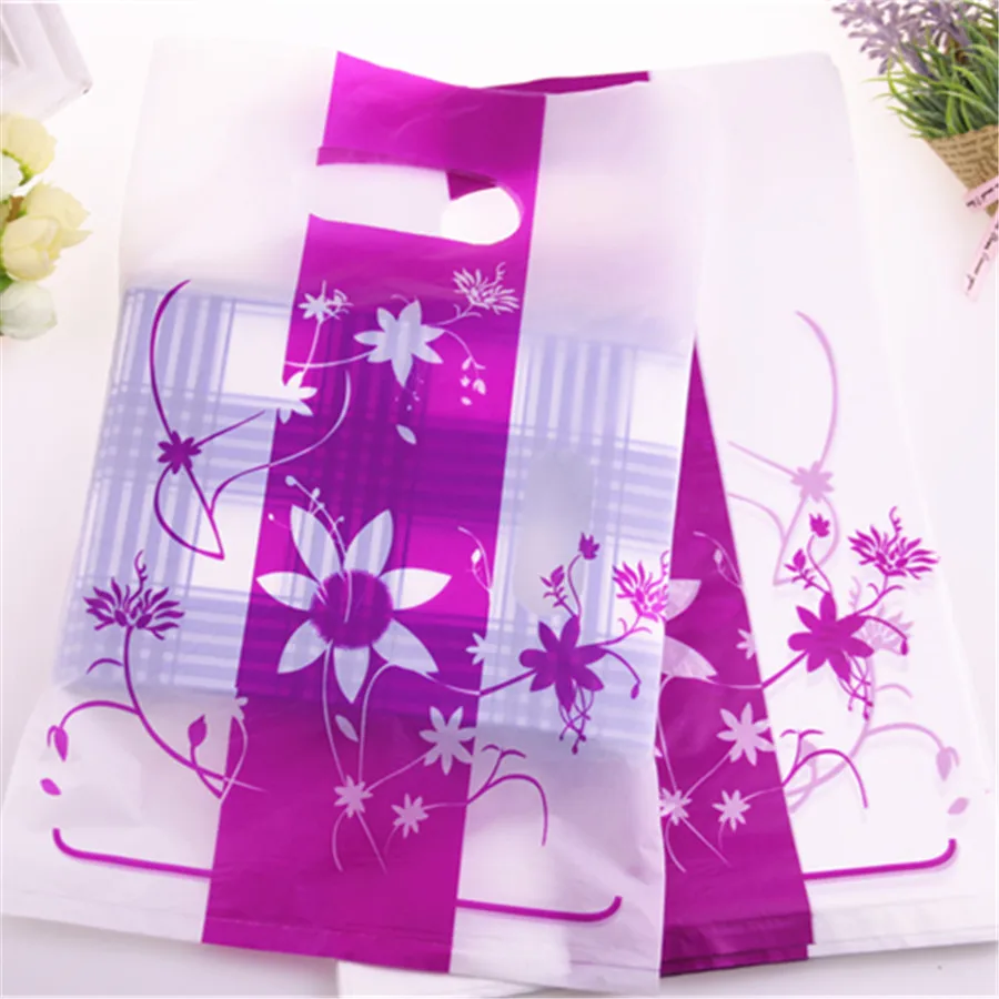 New Style Wholesale 100pcs/lot 20*30cm Medium Luxury Hot Pink Plastic Shopping Package Bags Favor Party Gift Packaging