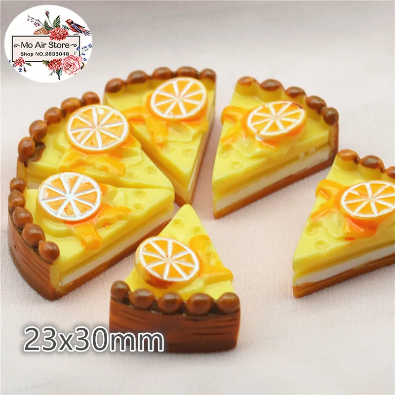 10PCS 3D lemon cake Resin Flat back Cabochon miniature food Art Supply Decoration Charm Craft DIY 23x30mm