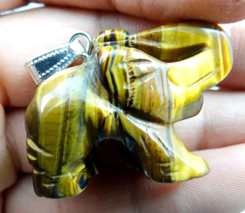 Natural Stone Turquoises Quartz crystal tiger eye Elephant pendant for diy Jewelry making necklace Accessories
