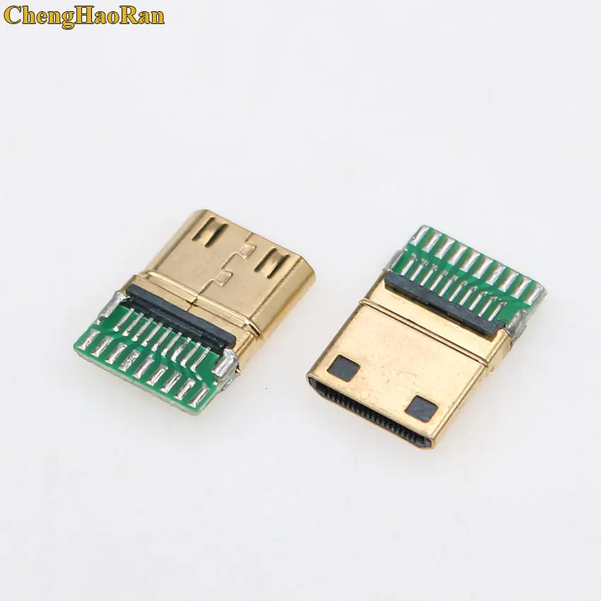 ChengHaoRan 1pcs micro mini HDMI male Jack 19pin Connector with PCB board ,male jack socket connector